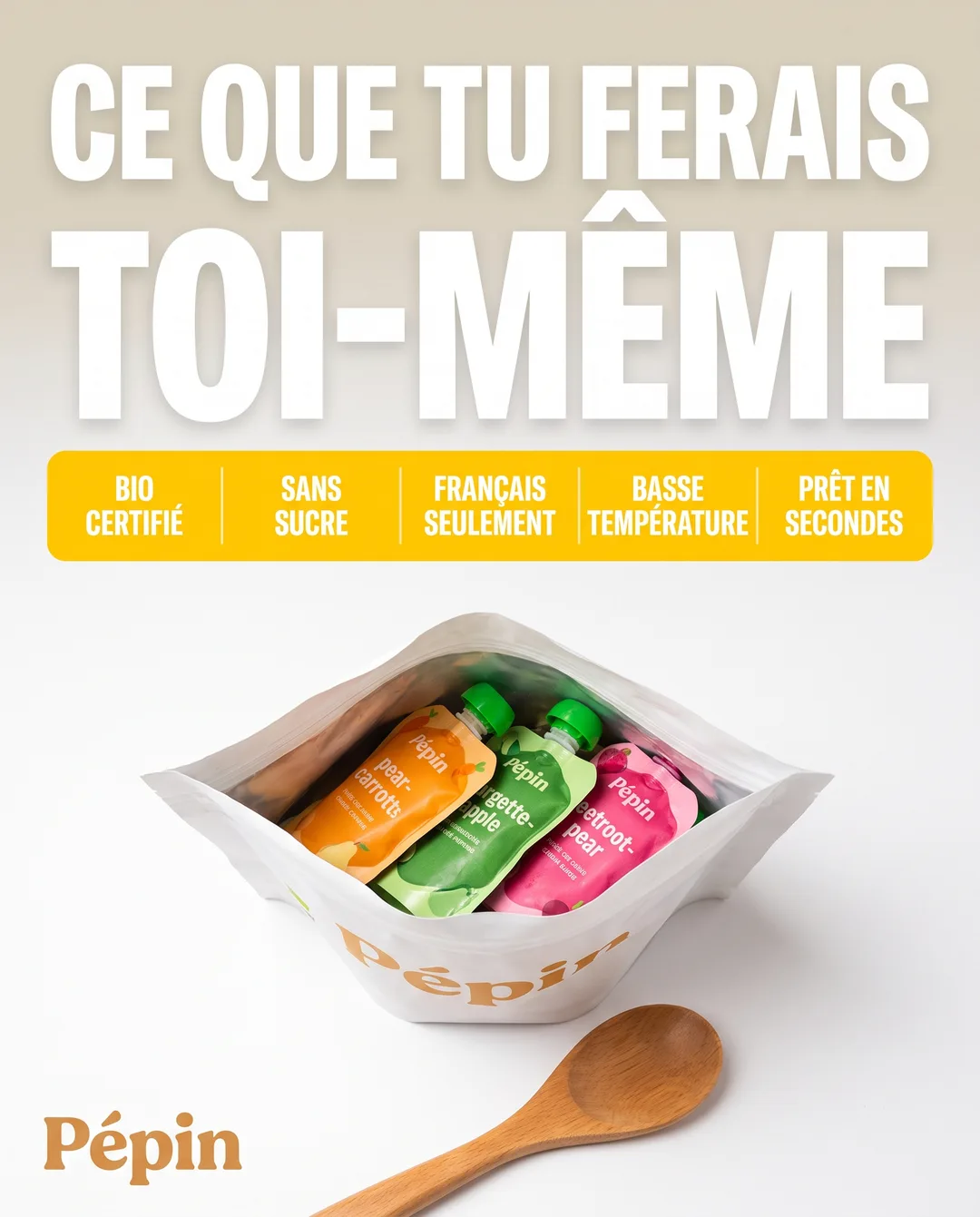 Créa « Lot produit » générée pour Pépin, alimentation bébé